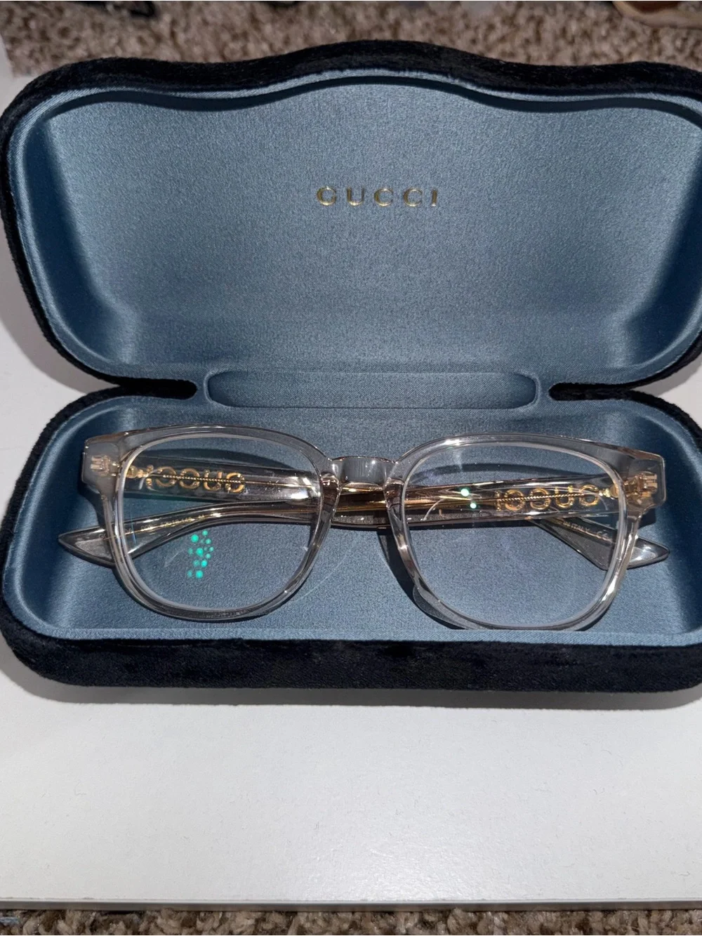 Gucci unisex Clear/Champagne Eyeglass Frames w/ Gucci Case